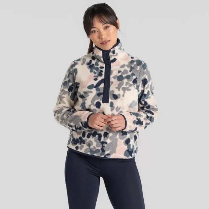 Womens Half Zip Fleece Craghoppers Eabha Overhead Blue Navy Print