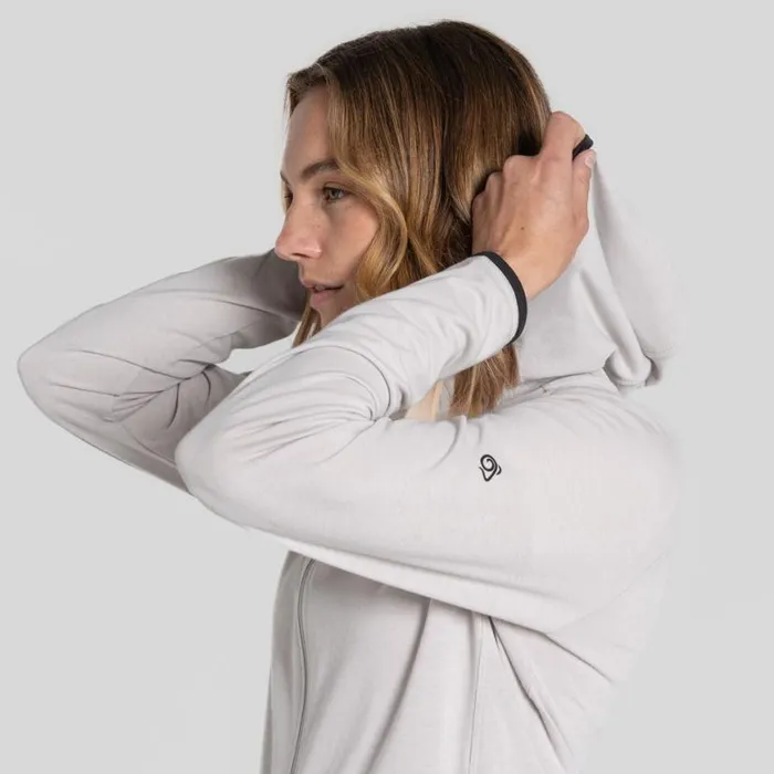 Womens Half Zip Fleece Craghoppers NosiLife Afia Hooded Jacket Light Grey Marl Womens Half Zip Fleece Craghoppers NosiLife Afia Hooded Jacket Light Grey Marl