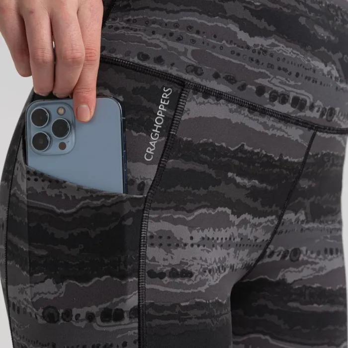 Womens Leggings Craghoppers Kiwi Pro Leggings Charcoal Print