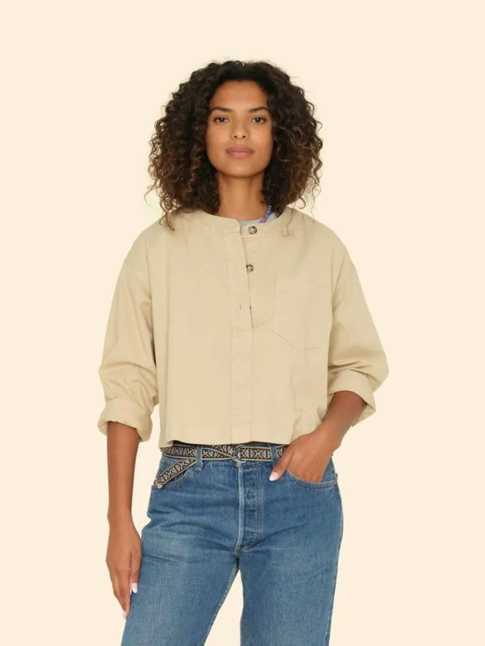 Xirena Khaki Gold Nicky Twill Top Women Tops