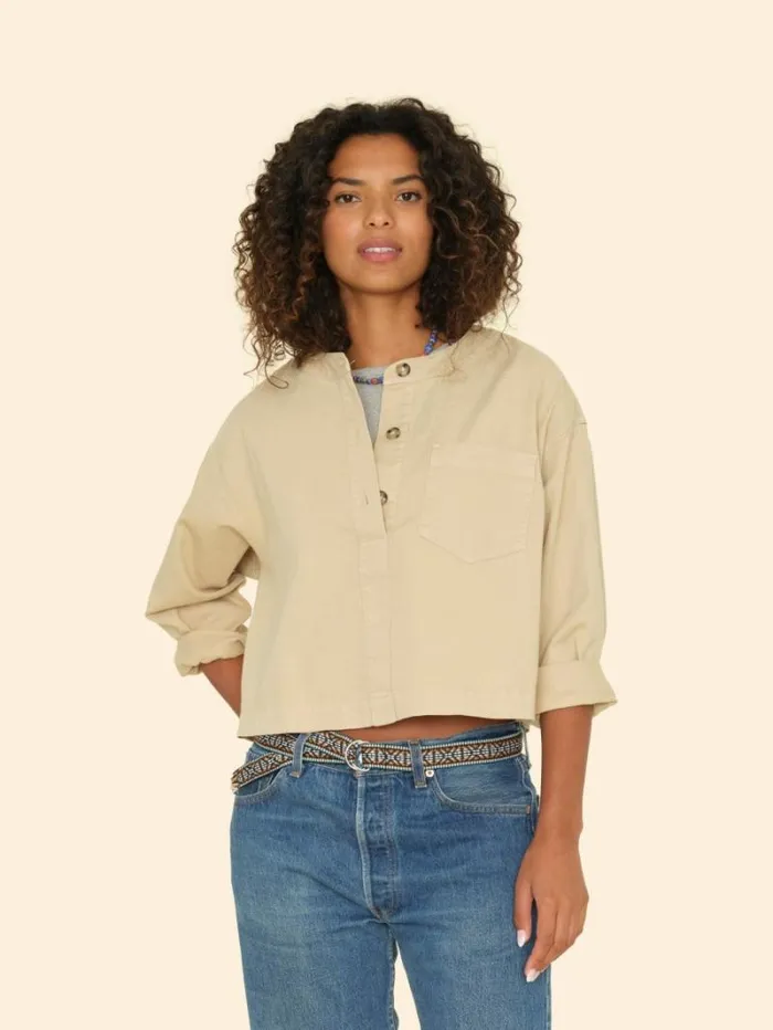 Xirena Khaki Gold Nicky Twill Top Women Tops