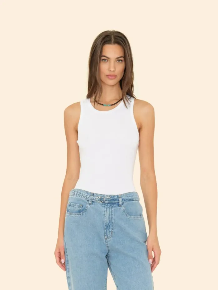Xirena White Arynn Wide Rib Tank Top Women Tops