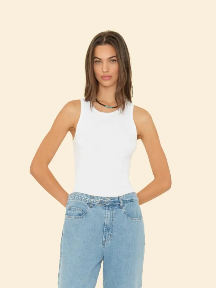 Xirena White Arynn Wide Rib Tank Top Women Tops