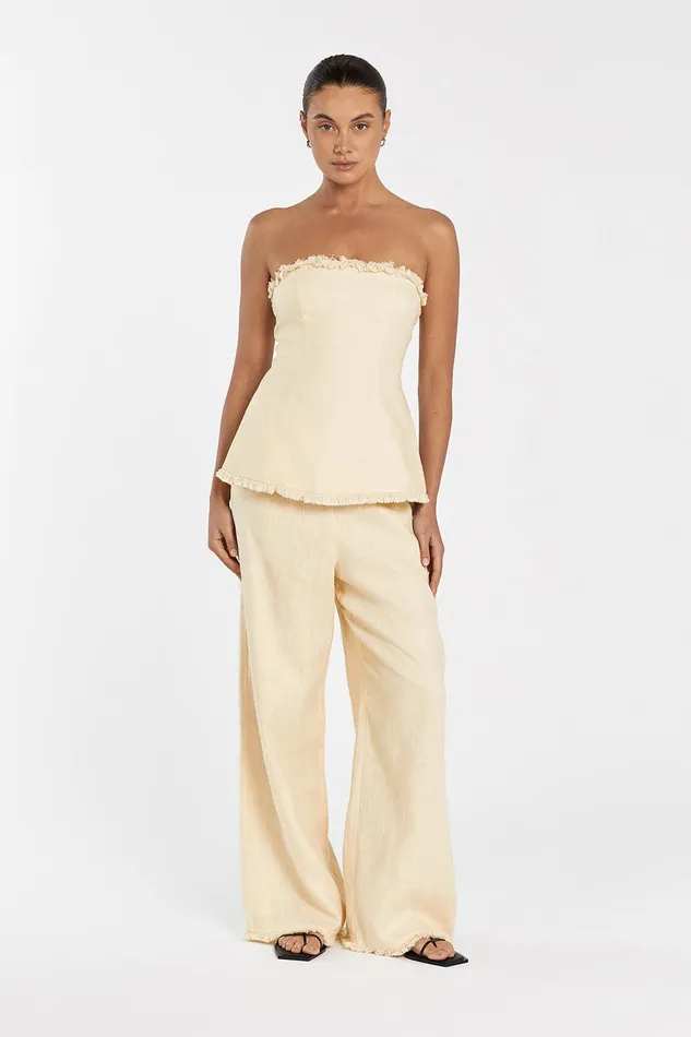 ZAHARA LEMON LINEN FRINGED PANT Women DISSH Pants