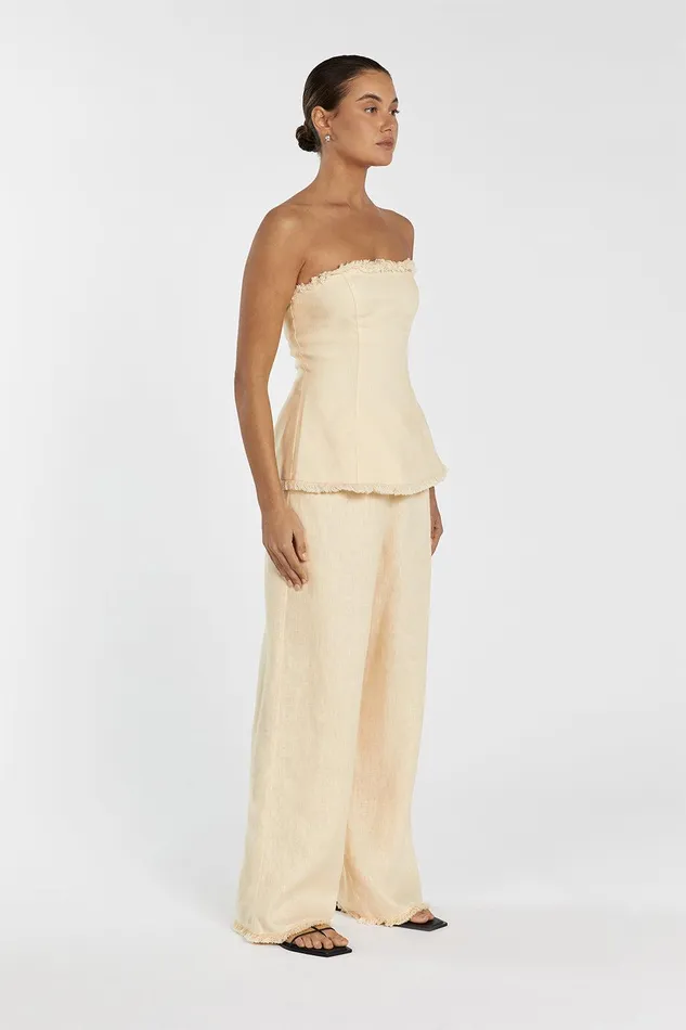 ZAHARA LEMON LINEN FRINGED PANT Women DISSH Pants