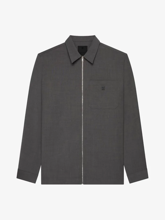 Zipped Shirt In Wool Black Men Givenchy Shirts