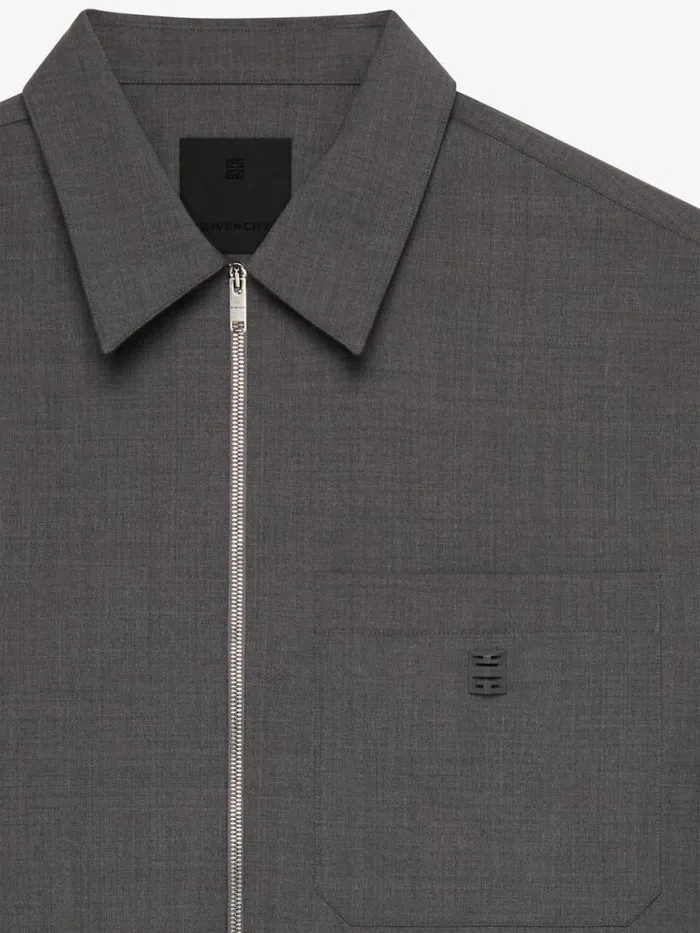 Zipped Shirt In Wool Black Men Givenchy Shirts